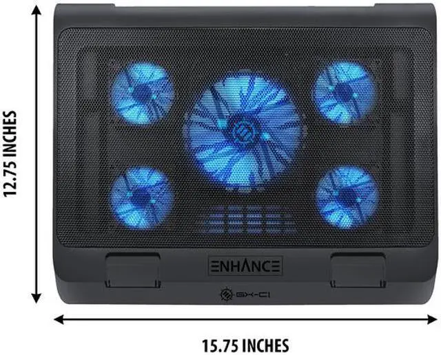 Alt view image 3 of 6 - ENHANCE GX-C1 Laptop Cooling Stand (15.75” x 12.75”) with 5 LED Fans & Dual USB Ports for Data Pass Through