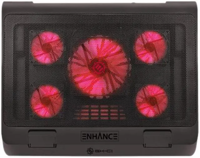Alt view image 2 of 8 - ENHANCE GX-C1 Laptop Cooling Stand (15.75" x 12.75") with 5 LED Fans & Dual USB Ports for Data Pass Through