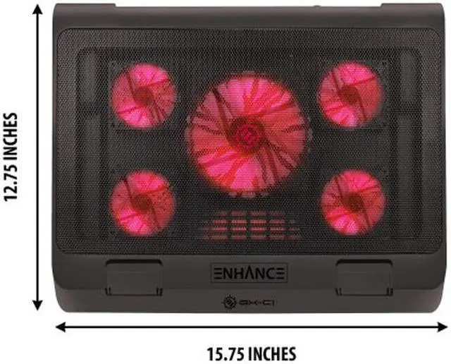 Alt view image 4 of 8 - ENHANCE GX-C1 Laptop Cooling Stand (15.75" x 12.75") with 5 LED Fans & Dual USB Ports for Data Pass Through