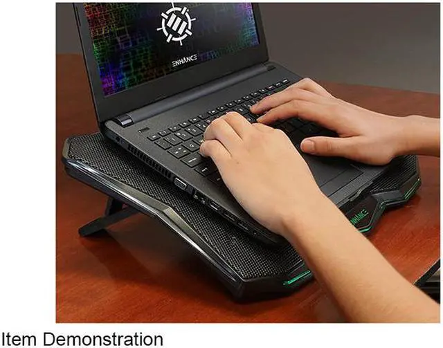 Alt view image 3 of 7 - ENHANCE Gaming Laptop Cooling Stand - Laptop Cooler with 7 Adjustable Height Settings & Dual USB Port for 17 inch Laptops - 1 Ultra Quiet High Performance LED Laptop Fan 800 RPM - Cooling Pad Green