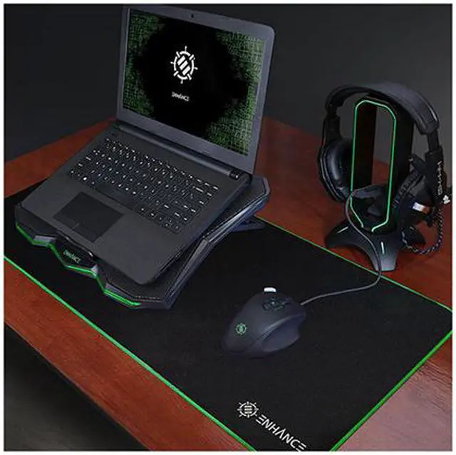 Alt view image 7 of 7 - ENHANCE Gaming Laptop Cooling Stand - Laptop Cooler with 7 Adjustable Height Settings & Dual USB Port for 17 inch Laptops - 1 Ultra Quiet High Performance LED Laptop Fan 800 RPM - Cooling Pad Green