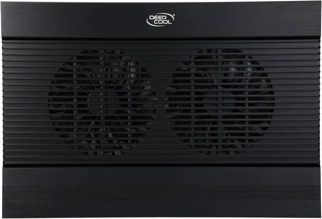 Alt view image 3 of 8 - DEEPCOOL N8 ULTRA BLACK Laptop Cooling Pad 17" Pure Aluminium Extrution Panel Dual 140mm Fans 4 USB Ports