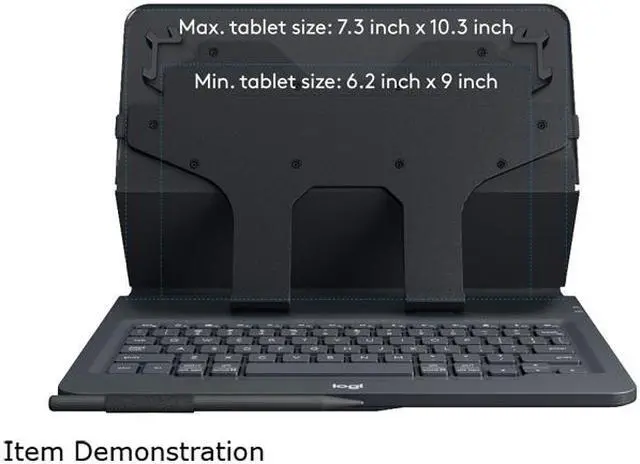 Alt view image 5 of 7 - Logitech Black Universal Folio with Integrated Keyboard for 9-10 inch Tablets-BLACK-US-BT-CAN-AMR/AP Model 920-008334