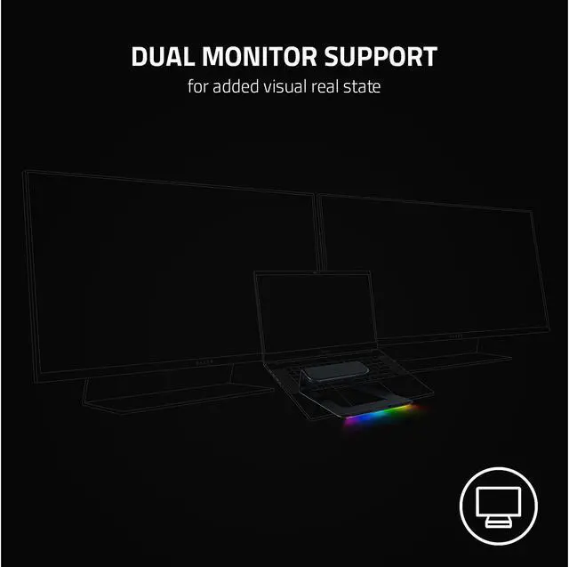 Alt view image 4 of 6 - Razer Laptop Stand Chroma V2: Customizable Chroma RGB Lighting - Ergonomic Design - Anodized Aluminum Construction - 4x Port USB-C Hub - Matte Black