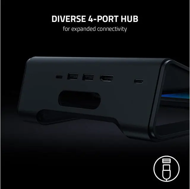 Alt view image 5 of 6 - Razer Laptop Stand Chroma V2: Customizable Chroma RGB Lighting - Ergonomic Design - Anodized Aluminum Construction - 4x Port USB-C Hub - Matte Black