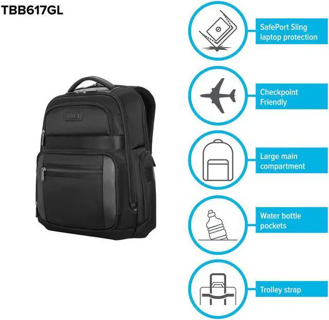 Alt view image 10 of 11 - Targus Mobile Elite TBB617GL Carrying Case (Backpack) for 15" to 16" Notebook - Black