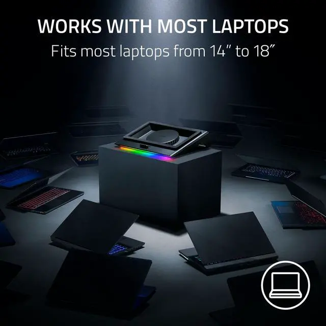 Alt view image 7 of 10 - RAZER Laptop Cooling Pad, fits 14" to 18" laptops, Smart Cooling, Airtight Pressure Chamber