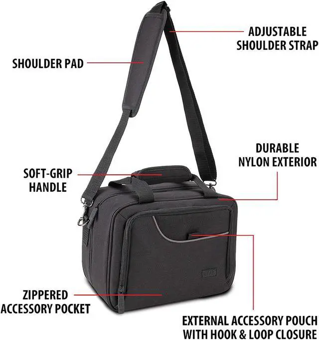 Alt view image 3 of 9 - USA Gear Gamecube Controller Case - Nintendo Switch Carry Case with Custom Storage Compartments for Gamecube Controller, Adapter, Pro-Controller and more - Shoulder Strap and Padded Interior - Black