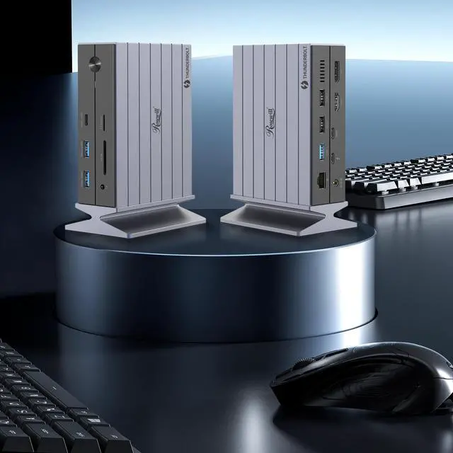 Alt view image 5 of 5 - Rosewill 14-in-1 Thunderbolt 4 Certified, Laptop Docking Station with 100W Charging, 8K Display, Triple 4K Monitor Display for Windows and Mac, 135W Power Adapter & 40Gbps Data Transfer - RHUB-TB14