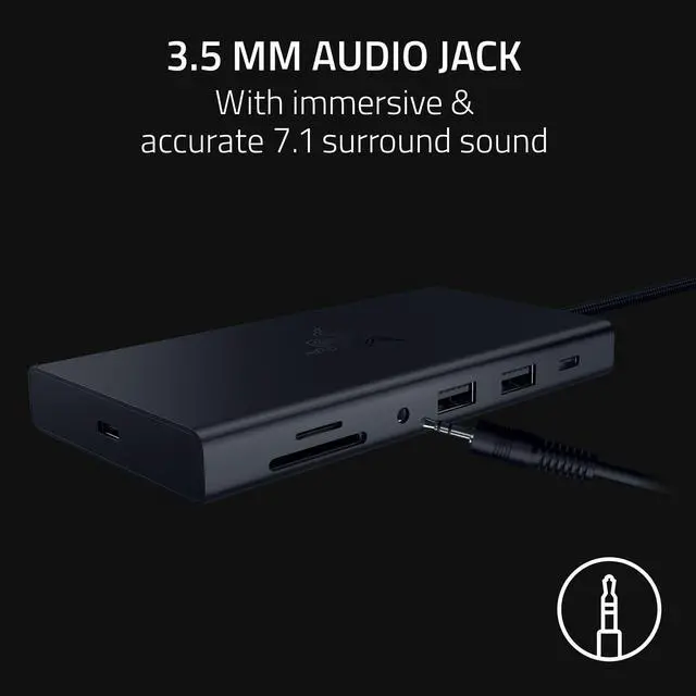 Alt view image 7 of 10 - Razer USB C Dock 11-Port Travel Charging Station for Windows Mac Laptop iPad Surface Chromebook Galaxy Tab: Type C, HDMI, Ethernet, MicroSD - 4K 60 Hz Display - 85 W Tablets + Mobile Fast Charge