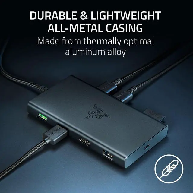 Alt view image 8 of 10 - Razer USB C Dock 11-Port Travel Charging Station for Windows Mac Laptop iPad Surface Chromebook Galaxy Tab: Type C, HDMI, Ethernet, MicroSD - 4K 60 Hz Display - 85 W Tablets + Mobile Fast Charge