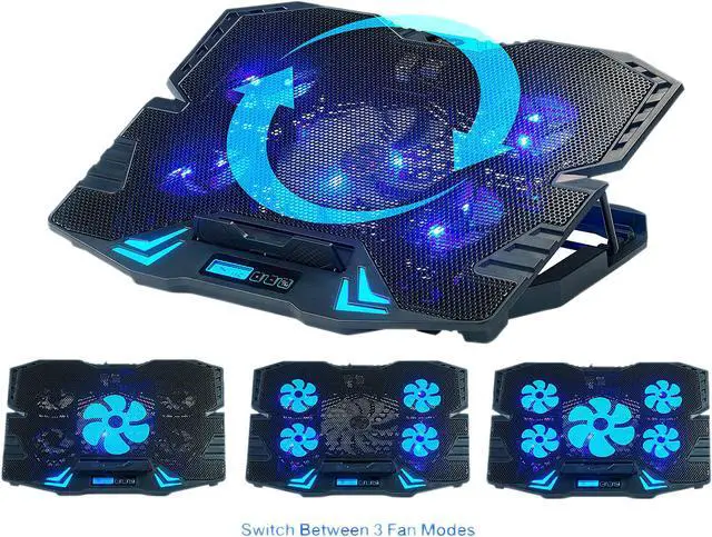 Alt view image 6 of 14 - Rosewill RWNB16A Gaming Laptop Cooler Notebook Cooling Pad, 5 Silent Blue LED Fans with Powerful Air Flow, Control Panel with LCD Screen, Portable Height Adjustable Laptop Stand, Comfortable with Wrists