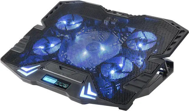 Alt view image 8 of 14 - Rosewill RWNB16A Gaming Laptop Cooler Notebook Cooling Pad, 5 Silent Blue LED Fans with Powerful Air Flow, Control Panel with LCD Screen, Portable Height Adjustable Laptop Stand, Comfortable with Wrists
