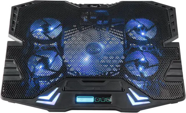Alt view image 9 of 14 - Rosewill RWNB16A Gaming Laptop Cooler Notebook Cooling Pad, 5 Silent Blue LED Fans with Powerful Air Flow, Control Panel with LCD Screen, Portable Height Adjustable Laptop Stand, Comfortable with Wrists