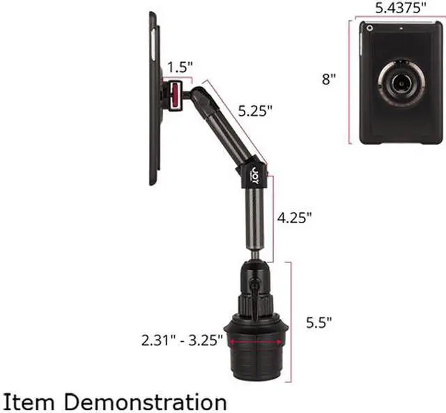 Alt view image 7 of 7 - The Joy Factory MagConnect Carbon Fiber Cup Holder Mount for iPad mini 3, iPad mini 2 & iPad mini
