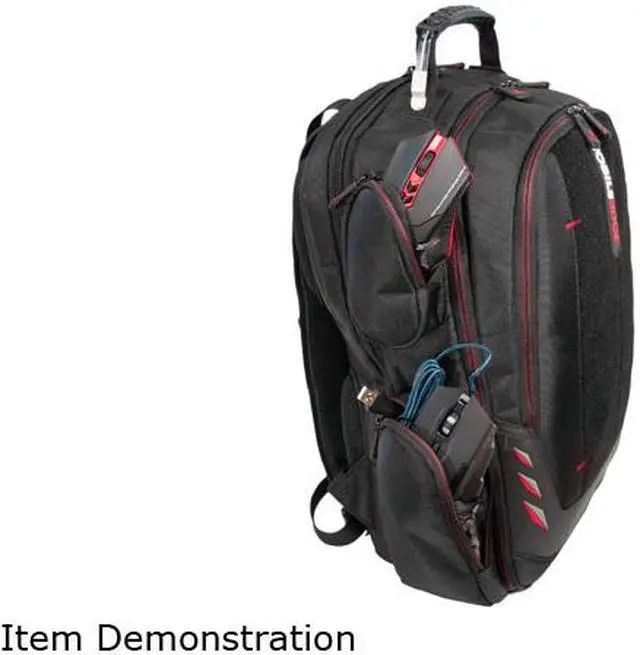 Alt view image 5 of 14 - Mobile Edge - Core Gaming Checkpoint Friendly 18.4" Backpack w/Velcro Front Panel - Black with Red Trim