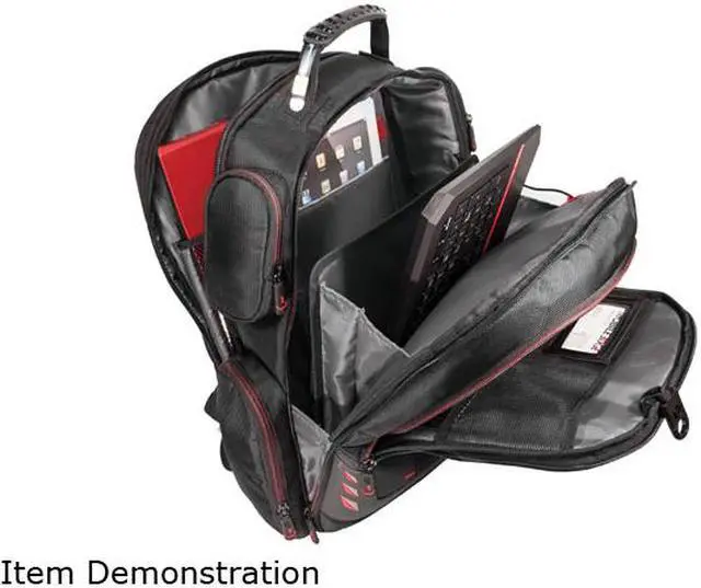 Alt view image 7 of 14 - Mobile Edge - Core Gaming Checkpoint Friendly 18.4" Backpack w/Velcro Front Panel - Black with Red Trim