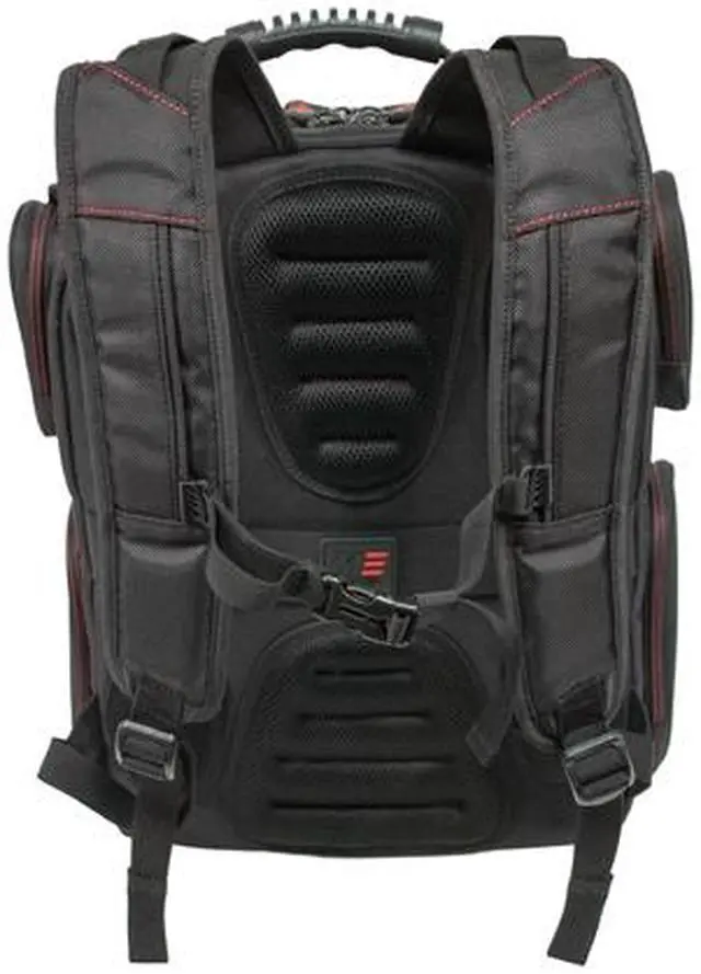 Alt view image 4 of 14 - Mobile Edge - Core Gaming Checkpoint Friendly 18.4" Backpack w/Velcro Front Panel - Black with Red Trim