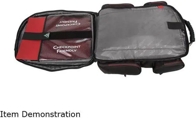 Alt view image 10 of 14 - Mobile Edge - Core Gaming Checkpoint Friendly 18.4" Backpack w/Velcro Front Panel - Black with Red Trim