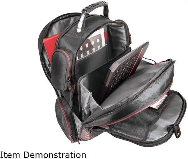 Alt view image 6 of 14 - Mobile Edge CORE Gaming Backpack w/Molded Panel 17.3?-18? - Black with Red Trim