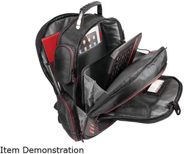 Alt view image 7 of 14 - Mobile Edge CORE Gaming Backpack w/Molded Panel 17.3?-18? - Black with Red Trim