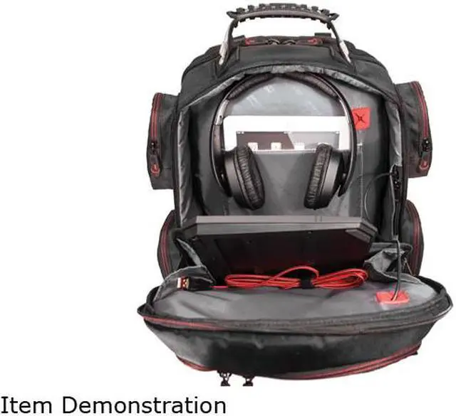 Alt view image 9 of 14 - Mobile Edge CORE Gaming Backpack w/Molded Panel 17.3?-18? - Black with Red Trim