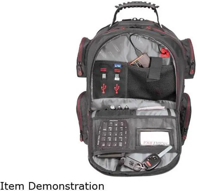 Alt view image 11 of 14 - Mobile Edge CORE Gaming Backpack w/Molded Panel 17.3?-18? - Black with Red Trim