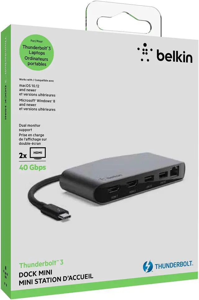 Alt view image 8 of 8 - Belkin Mini Thunderbolt 3 Dock, MacOS and Windows, Dual 4k Display @60Hz