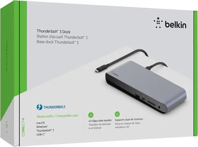 Alt view image 9 of 9 - Belkin Thunderbolt 3 Dock Pro - Dual 4K - 40Gbps - 85W PD - MacOS and Windows