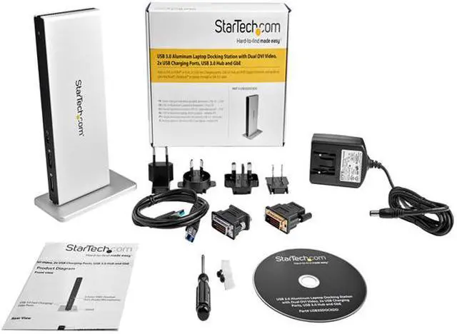 Alt view image 7 of 7 - StarTech.com USB3SDOCKDD DVI Dual Monitor Docking Station / 5 x USB 3.0 / Ethernet / HDMI / VGA Adapters / Laptop Docking Station / USB 3.0 Dock