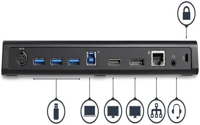 Alt view image 4 of 7 - StarTech.com USB3DOCKHDPC USB 3.0 Docking Station, Windows / macOS Compatible, Supports Dual Displays, HDMI / DisplayPort or 4K Ultra HD on a Single Monitor (USB3DOCKHDPC) by StarTech.com.com