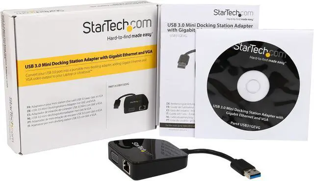 Alt view image 3 of 3 - StarTech Travel Adapter for Laptops - VGA and Gigabit Ethernet - USB 3.0 - Portable Universal Laptop Mini Docking Station (USB31GEVG)