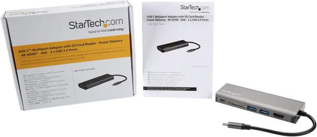 Alt view image 6 of 6 - StarTech.com USB C Multiport Adapter - Portable USB-C Dock to 4K HDMI, 2-pt USB 3.0 Hub, SD/SDHC, GbE, 60W PD Pass-Through - USB Type-C/Thunderbolt 3 - NEW VERSION AVAILABLE DKT30CSDHPD3 (DKT30CSDHPD)