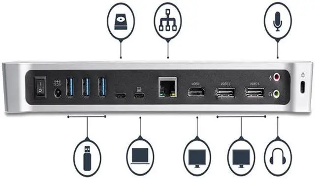 Alt view image 3 of 6 - StarTech.com DK30CH2DPPD 4K USB C Dock - 60W Power Delivery - Triple Monitor USB C to HDMI DisplayPort Docking Station (DK30CH2DPPD)