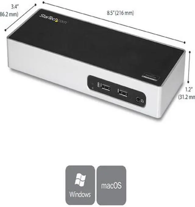 Alt view image 2 of 8 - StarTech.com DK30ADD USB 3.0 Dual Monitor Docking Station / Mac & Windows / USB to HDMI / USB to VGA or DVI / Port Replicator / 6 x USB 3.0