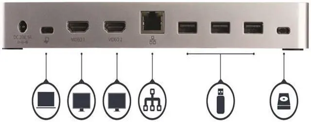Alt view image 4 of 7 - StarTech MST30C2HHPD Dual Monitor USB C Dock - For Windows Laptops - 4K MST - with 60W Power Delivery (USB PD) - Laptop Docking Station