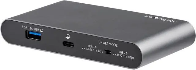Alt view image 2 of 11 - StarTech.com DK30C2DAGPD USB-C Multiport Adapter - Dual-Monitor - Windows - USB-C to Dual 4K DisplayPort Adapter - 2x USB-A Ports - 100W PD 3.0 - GbE