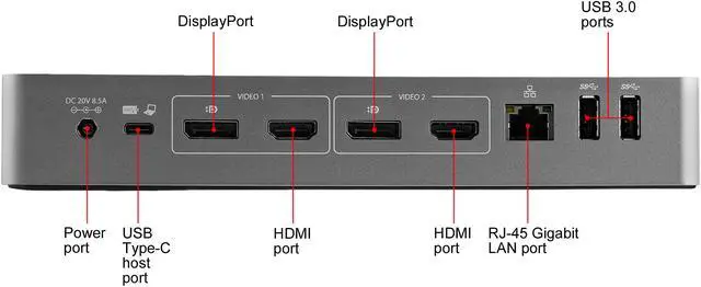 Alt view image 8 of 13 - StarTech.com Black & Space Gray DK30C2DPEP Dual 4K Universal Laptop Docking Station - USB-C / USB 3.0 - 100W PD