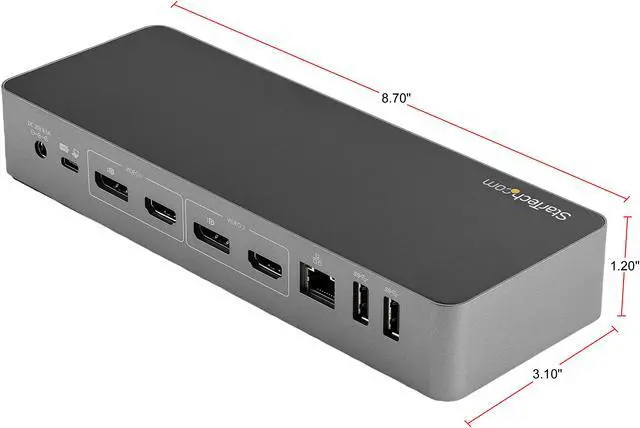 Alt view image 3 of 13 - StarTech.com Black & Space Gray DK30C2DPEP Dual 4K Universal Laptop Docking Station - USB-C / USB 3.0 - 100W PD