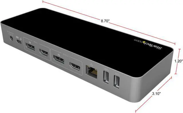 Alt view image 2 of 4 - StarTech.com Black & Space Gray DK30C2DPPD Dual 4K Universal Laptop Docking Station - USB-C / USB 3.0 - 60W PD