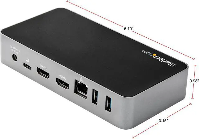 Alt view image 3 of 10 - StarTech.com DK30CHHPD Dual HDMI Monitor USB-C Docking Station w/ 60W Power Delivery - Mac & Windows - 1x USB-C & 3x USB-A - GbE - 1080p (DK30CHHPD)