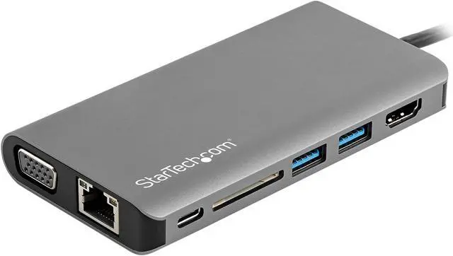 Alt view image 2 of 9 - StarTech.com DKT30CHVAUSP USB-C Multiport Adapter - HDMI or VGA - 100W PD - Attached 30 cm Host Cable - SD Card Reader - USB-C Mini Dock (DKT30CHVAUSP)