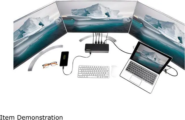 Alt view image 15 of 16 - USB-C & USB-A Dock - Hybrid Universal Triple Monitor Laptop Docking Station w/ DisplayPort & HDMI 4K 60Hz - 85W Power Delivery, 6x USB Hub, GbE, Audio - USB 3.1 Gen 2 10Gbps (DK31C3HDPD)