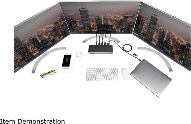 Alt view image 16 of 16 - USB-C & USB-A Dock - Hybrid Universal Triple Monitor Laptop Docking Station w/ DisplayPort & HDMI 4K 60Hz - 85W Power Delivery, 6x USB Hub, GbE, Audio - USB 3.1 Gen 2 10Gbps (DK31C3HDPD)