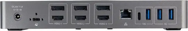 Alt view image 5 of 16 - USB-C & USB-A Dock - Hybrid Universal Triple Monitor Laptop Docking Station w/ DisplayPort & HDMI 4K 60Hz - 85W Power Delivery, 6x USB Hub, GbE, Audio - USB 3.1 Gen 2 10Gbps (DK31C3HDPD)