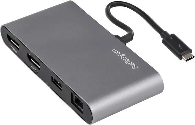 Alt view image 2 of 7 - Thunderbolt 3 Mini Dock - Portable Dual Monitor w/ DP 4K 60Hz - 2X USB-A Hub (3.2/2.0), GbE - 28cm Cable - TB3 Multiport Adapter - Mac/Windows - Upgraded Version of TB3DKM2DP (TB3DKMDPL)