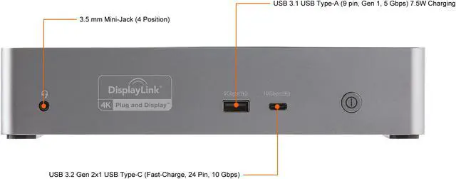 Alt view image 11 of 12 - USB-C Dock, 4K 60Hz Quad Monitor DisplayPort & HDMI, Universal USB C Docking Station with 100W Power Delivery Charging, USB Hub w/ 1x USB Type-C & 3x USB-A, Ethernet, Audio - Thunderbolt 3 Compatible (DK31C4DPPD)