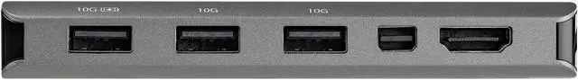 Alt view image 4 of 11 - USB C Multiport Adapter, USB-C to HDMI or Mini DisplayPort 4K 60Hz, 100W Power Delivery Pass-Through, 4-Port 10Gbps USB Hub, USB Type-C Mini Dock, 12"/30cm Long Attached Cable - Works w/ Thunderbolt 3