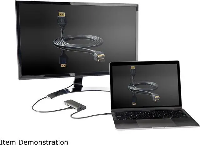 Alt view image 9 of 11 - USB C Multiport Adapter, USB-C to HDMI or Mini DisplayPort 4K 60Hz, 100W Power Delivery Pass-Through, 4-Port 10Gbps USB Hub, USB Type-C Mini Dock, 12"/30cm Long Attached Cable - Works w/ Thunderbolt 3