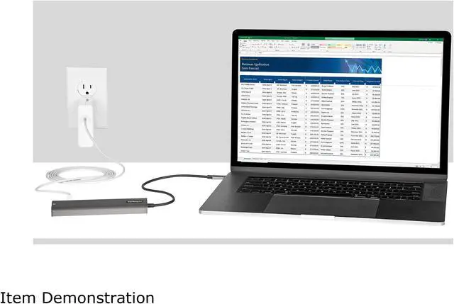 Alt view image 6 of 6 - USB C Multiport Adapter, USB-C to 4K 60Hz HDMI 2.0, 100W Power Delivery Pass-through, SD/MicroSD, 2-Port USB 3.0 Hub, GbE, USB Type-C Mini Dock, 12" (30cm) Long Attached Cable - Works w/Thunderbolt 3